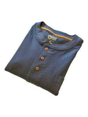 Orton Brothers Henley Mens Size 4XL Blue Crew Neck 100% Cotton Casual NWOT